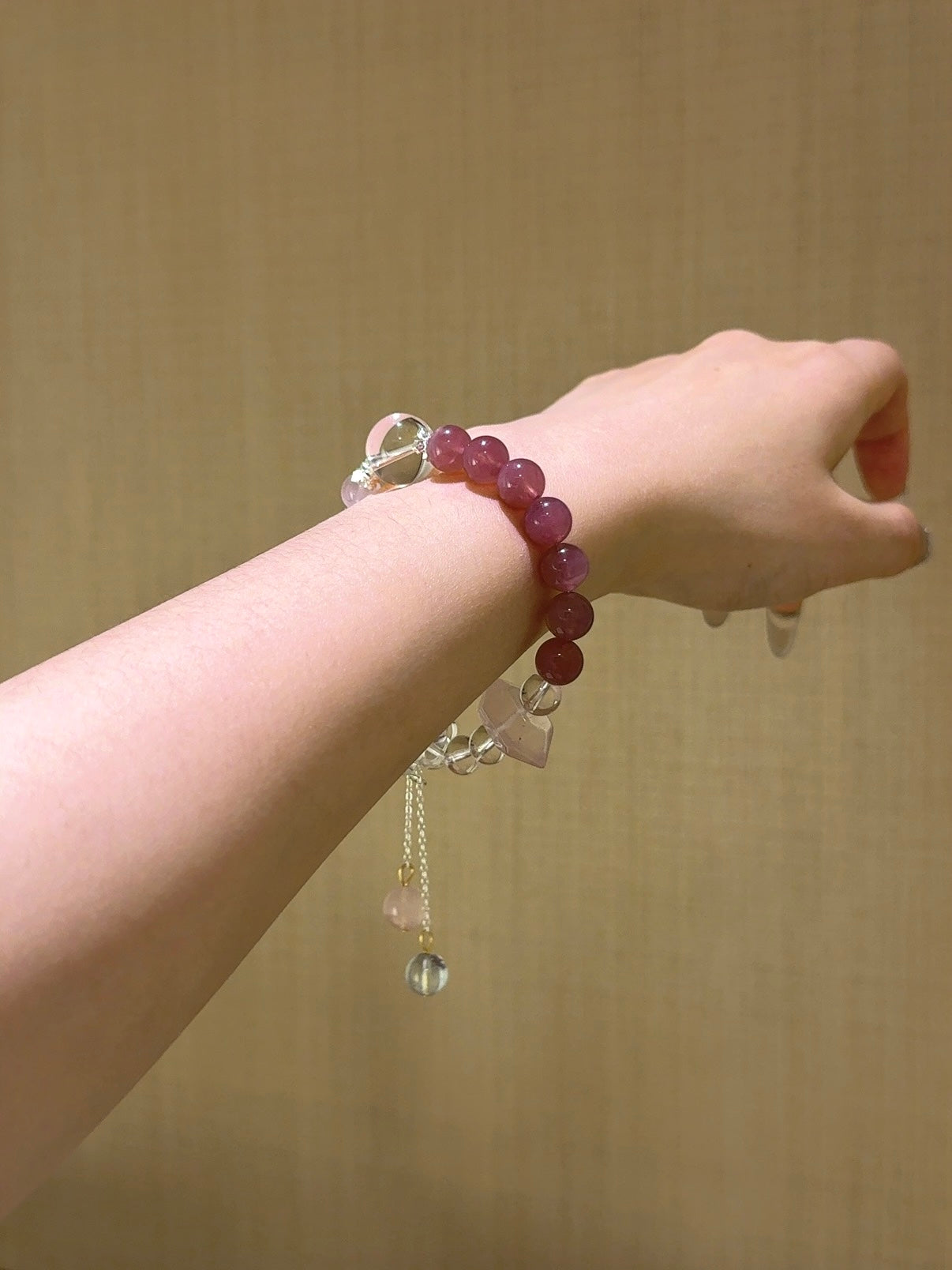 ▫️▪️ Pink quartz white water double-pointed bracelet